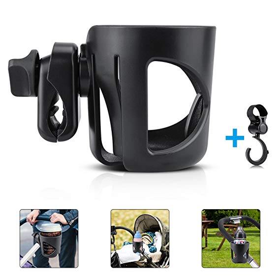 Stroller Cup Holder,Topist Pushchair/Pram Cup Holder , Universal Baby Bottle Organizer for Stroller , Drink and Coffee Cup Holder with a Hook Suitable for Baby Buggy and Bike