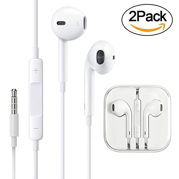 Timegevity Headphones/Earphones/Earbuds,3.5mm Aux Wired Headphones Noise Isolating Earphones Built-in Microphone & Volume Control Compatible iPhone iPod iPad Samsung/Android / MP3 MP4 (2Pack)