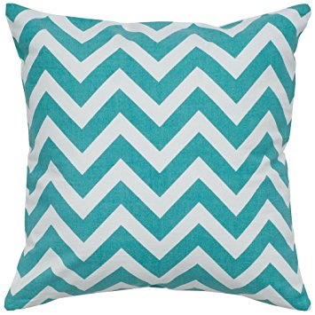Rizzy Home T05290 Printed Chevron Decorative Pillow, 18 by 18-Inch, Teal