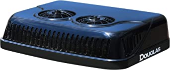 Douglas D20 Rooftop Air Conditioner, 9800BTU 12V, Black, No Idle, Battery Powered Complete Unit