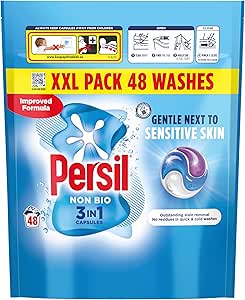 Persil Non Bio 3 in 1 Washing Capsules laundry capsules gentle next to sensitive skin for outstanding stain removal in quick & cold washes 48 washes