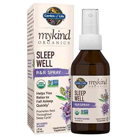 Garden of Life mykind Organics Sleep Well R&R Spray 2 fl oz (58 mL) Liquid - Relax & Rest, Green Tea Extract L-Theanine, Chamomile, Lemon Balm - Organic Non-GMO Vegan & Gluten Free Herbal Supplements