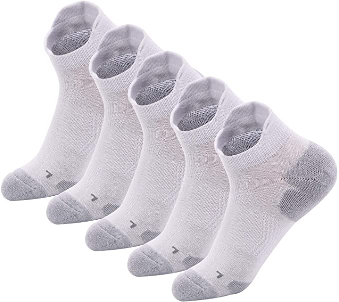 Kodal Copper Infused Cushion Socks Athletic Low Cut No Smell Moisture Odor Control Ankle Tab Support - 5 Pairs