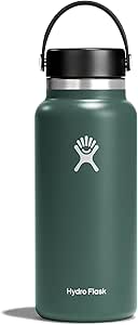 HYDRO FLASK Wide Mouth vacuum insulated stainless steel water bottle with leakproof closeable lid for cold water drinks, sports, travel, car and school