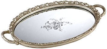 Bellington Silver Floral Large Decorative Mirrored Tray