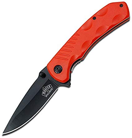 MASTER USA MU-A002 Series Spring Assisted Folding Knife, Black Straight Edge Blade, ABS Handle, 4-1/2-Inch Closed