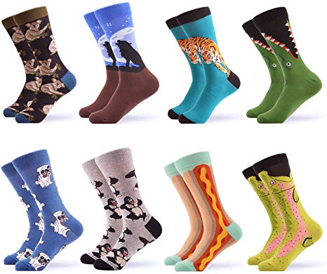 WeciBor Men's Dress Crazy Colorful Novelty Funny Casual Combed Cotton Crew Socks Pack