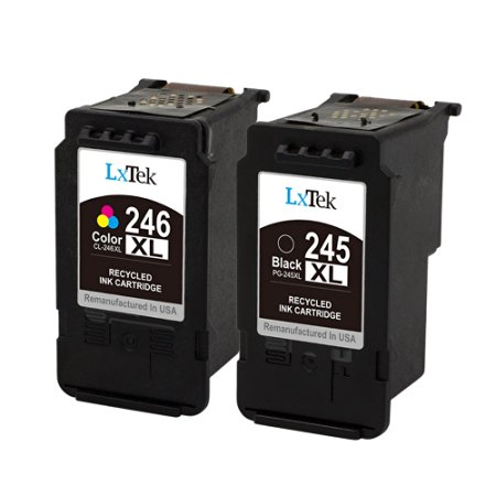 LxTek Remanufactured Ink Cartridge Replacement For Canon PG-245XL 245XL CL-246XL 246 XL (1 Black, 1 Color) Compatible With PIXMA iP2820 MG2420 MG2520 2920 MG2922 MG2924 MX492 - Show Accurate Ink Level