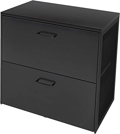 TOPSKY 2 Drawers Wood Lateral File Cabinet for Letter Size/A4/Legal File Full Extension Soft Close Concealed Slide (Black)