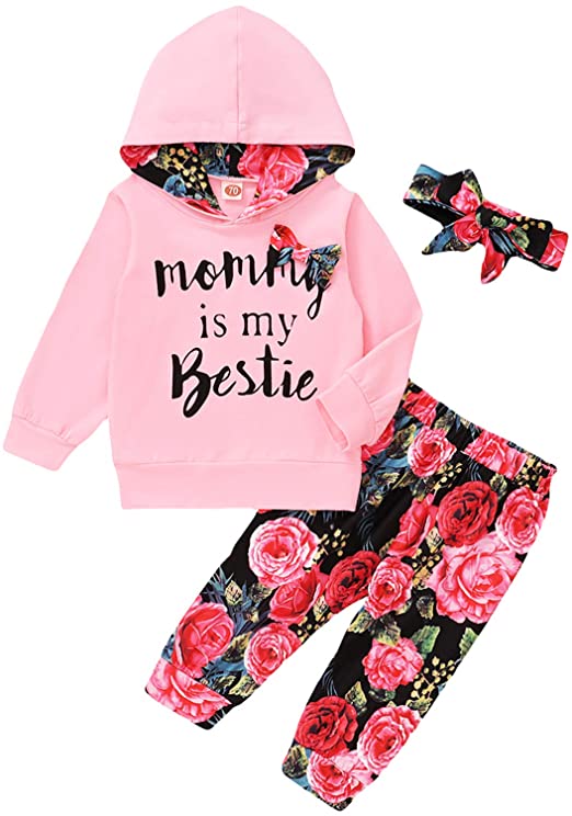 Baby Girl Clothes Newborn Toddler Girl Outfit Infant Long Sleeve Hoodie Sweatshirt Floral Pants Fall Winter Outfit Sets