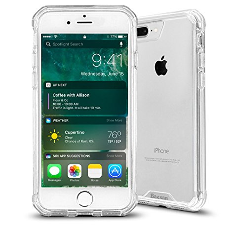 iPhone 7 Plus case,Baesan [Armor Series] Pure Color TPU Border with Transparent PC Back Plate, Air bag anti drop design for iPhone 7 Plus (5.5 inches)-Transparent