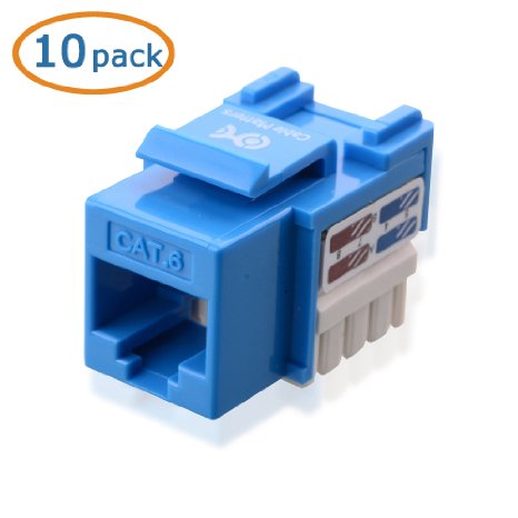 Cable Matters 10-Pack Cat6 RJ45 Punch-Down Keystone Jack in Blue