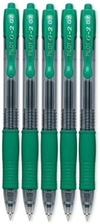 Pilot G2 Retractable Gel Ink Roller Ball Pen PEN,RBALL,RT,G2,GEL,FN,GN (Pack of5)