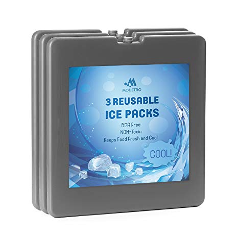 Modetro Ice Pack - Reusable Ice Pack for Coolers, Lunch Boxes, or Thermal Freeze Bags - BPA Free Lunchbox Heavy Duty Cold Pack - Re-Freezable Ultra Slim Long Lasting Ice Pack - Square - 19 cm per side