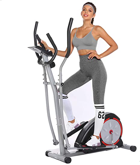 Elliptical Machine Eliptical Trainer Exercise Machine for Home Use Magnetic Smooth Quiet Driven with LCD Monitor and Pulse Rate Grips