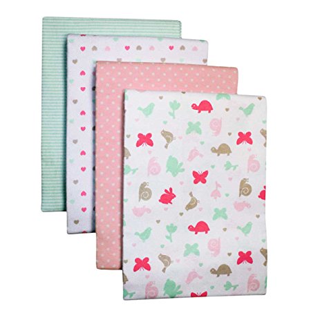 Carters 4-Pack Cotton Flannel Receiving Blankets, Butterfly