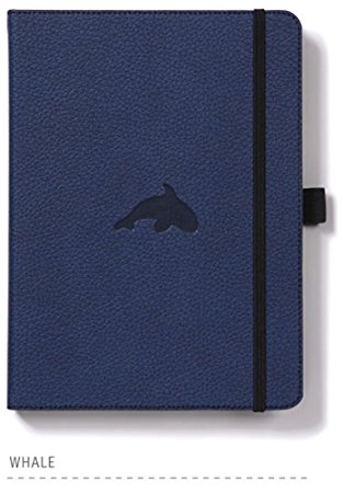 Dingbats Wildlife Medium A5  (6.3 x 8.5) Hardcover Notebook - PU Leather, Micro-Perforated 100gsm Cream Pages, Inner Pocket, Elastic Closure, Pen Holder, Bookmark (Lined, Blue Whale)
