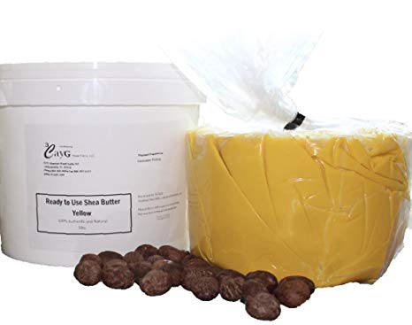 Raw Organic Yellow Shea Butter 5LB Pail Clean Ready to Use Bulk Shea Butter Raw African Shea Butter Great for Body Butters Soap Making Haircare Skincare DIY Beauty Products