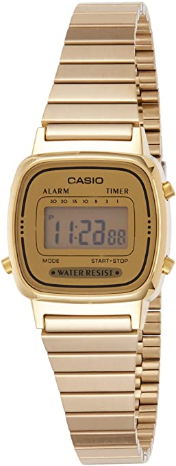 Casio Women's LA670WGA-9 Gold Stainless-Steel Quartz Watch with Digital Dial