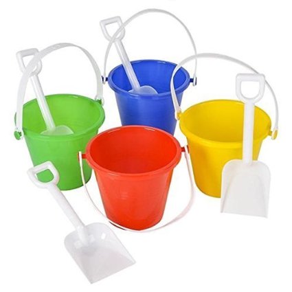 Beach Pails and Shovels - 5 inch assorted colors 12PKG Toy