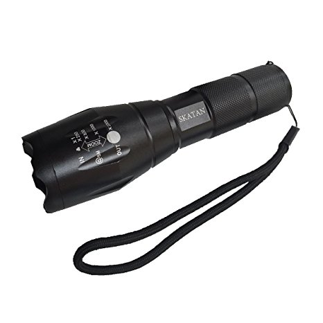 SKATAN 900 High Lumens Ultra Bright CREE XML T6 LED Flashlight Adjustable Focus 5 Light Modes for Camping Hiking Self-defense & SOS Portable Outdoor Water Resistant Torch