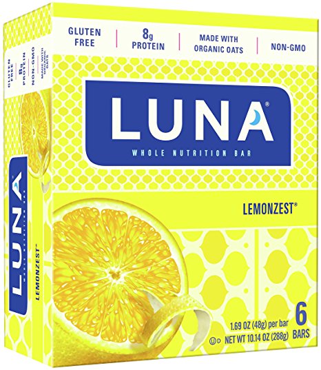 LUNA BAR - Gluten Free Bar - Lemon Zest - (1.69 Ounce Snack Bar, 6 Count)