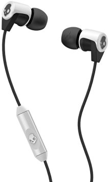Skullcandy Riff Noise Isolating Earbuds In Ear Headphones Headset with In Line Mic1 Remote - White / Black