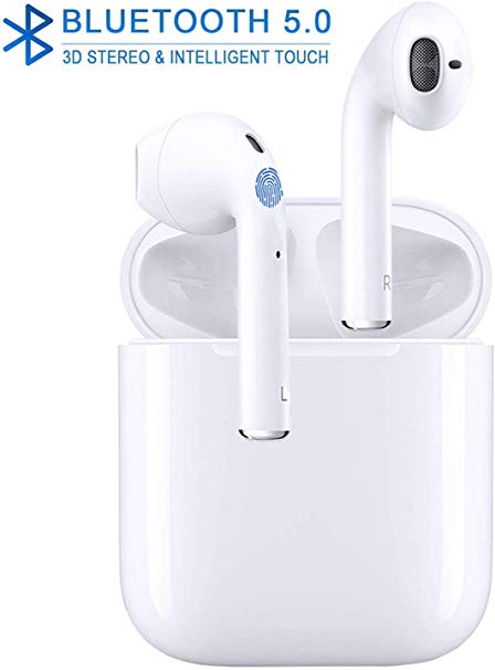 Wireless Earbuds Bluetooth Headphones 5.0 Stereo Hi-Fi Sound with Deep Bass Wireless Earphones Built-in Mic Headset, 36Hours Playtime, in-Ear Bluetooth Earphones with Charging Case