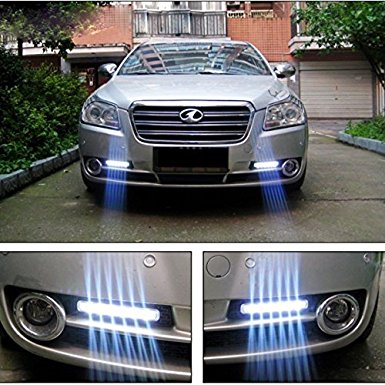 Bhbuy 1 Set Car Daytime Running Light 8 LED DRL Daylight Head Lamp Super White 12v Dc