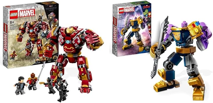 LEGO 76247 Marvel The Hulkbuster: The Battle of Wakanda Action Figure, Buildable Toy with Hulk Bruce Banner Minifigure, Avengers & 76242 Marvel Thanos Mech Armour, Avengers Action Figure Set