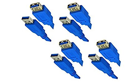 C&E 4 Pack USB 3.0 A Male to A Female extension cable 10 Feet Blue, CNE464058