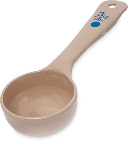 Carlisle 432606 Solid Short Handle Portion Control Spoon, 3 oz, Beige