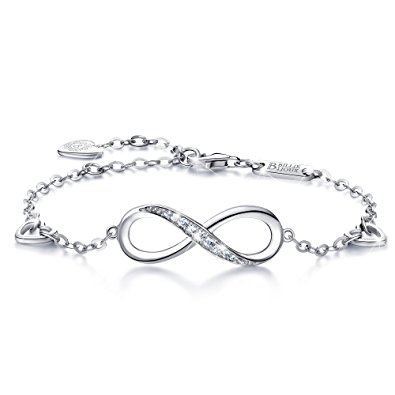 Billie Bijoux Womens 925 sterling Silver Infinity Endless Love Symbol Charm Adjustable Bracelet