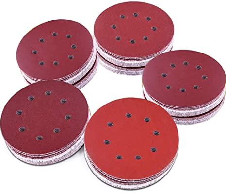 AUSTOR 100 Pieces 8 Holes Sanding Discs 5 Inch Hook and Loop 1000/1200/ 1500/2000/ 3000 Grit Sandpaper Assortment for Random Orbital Sander