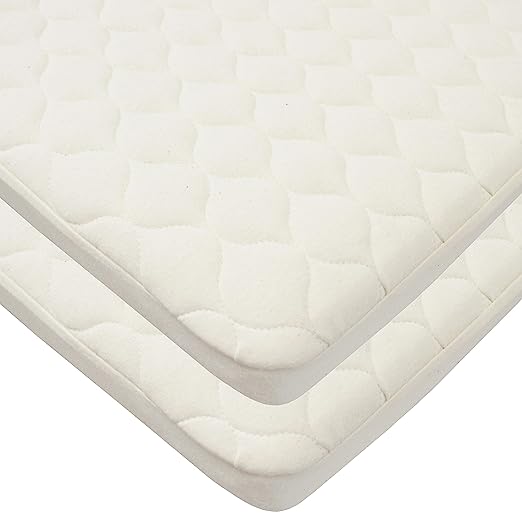 TL Care Waterproof Quilted Bassinet Size Fitted Mattress Cover Made with Organic Cotton Top Layer, Natural Color, 2 Pack