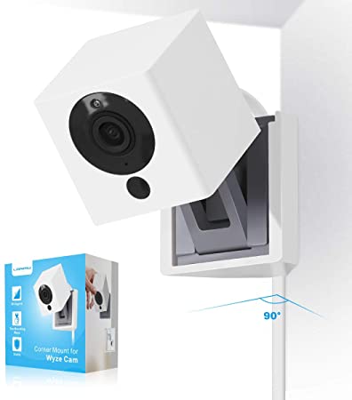 LANMU Corner Mount for Wyze Cam, Right-Angled Wall Mounting Bracket Compatible with Wyze Cam V2,Wider Viewing Angle (White)