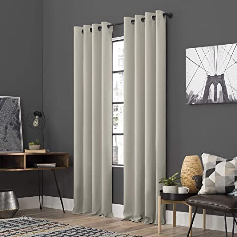 Sun Zero Soho 2-Pack Energy Efficient Blackout Grommet Curtain Panel Pair, 54" x 84", Pearl