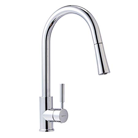 AmazonBasics Modern Single-Handled Kitchen Pull-Down Sprayer Faucet - Polished Chrome