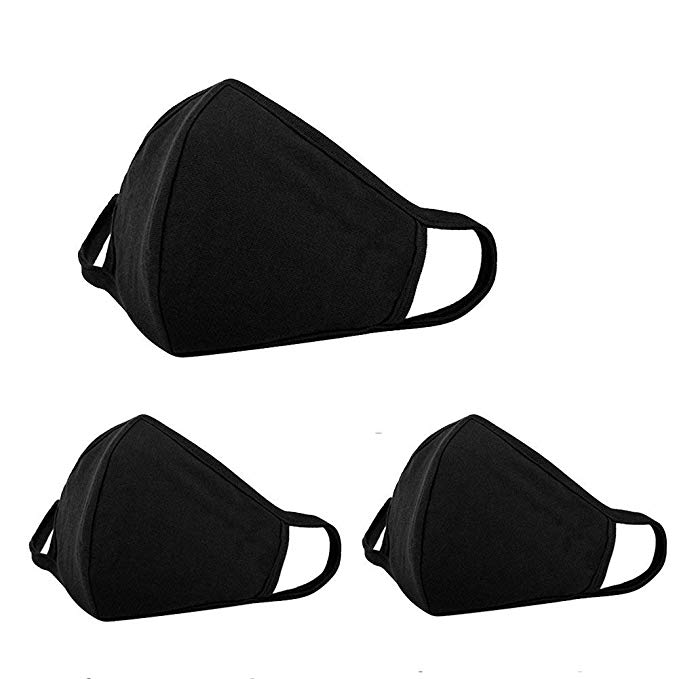 3 Pack Anti Dust Face Mouth Cover Mask Respirator - Dustproof Anti-bacterial Washable - Reusable Comfy Masks - Cotton Germ Protective Breath Healthy Safety Warm Windproof Mask for Man and Woman, Black