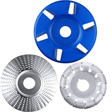 Angle Grinder Disc Wood Carving Disc Carving Abrasive Disc 12 Teeth Wood Polishing Shaping Disc and Wood Turbo Carving Disc in 6 Teeth for Polishing Sanding Carving Grinding Wheel Plate, 3 Pieces