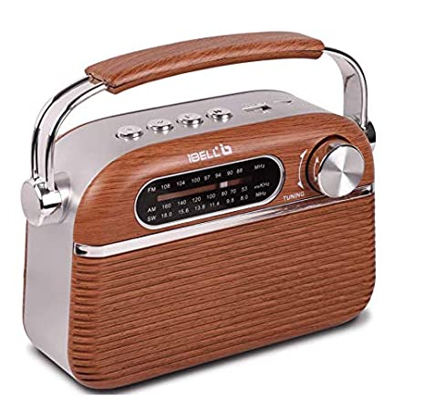 iBELL FM700BT Portable FM Radio with Bluetooth Speaker, USBSDMP3 Player & Dynamic Speaker 3 Band,Brown