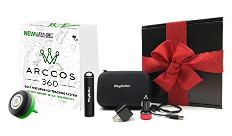 Arccos 360 Gift Box Bundle (NEW VERSION) Golf GPS Stat Tracking System (for iOS & Android) | Includes PlayBetter Hard Case, Portable Charger, USB Wall & Car Charging Adapters