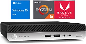 HP EliteDesk 705 G4 Mini PC, AMD Ryzen 5 2400GE Upto 3.8GHz, 16GB RAM, 256GB NVMe SSD, DisplayPort, Wi-Fi, Bluetooth, Windows 10 Pro