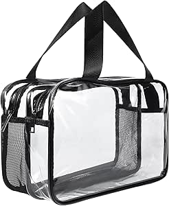 Clear Toiletry Bag, Large Clear Travel Toiletries Bag Thickened PVC Waterproof Makeup Bags with Handles Plastic Cosmetic Bag Travel Wash Bag with Zippers for Women Girls Men