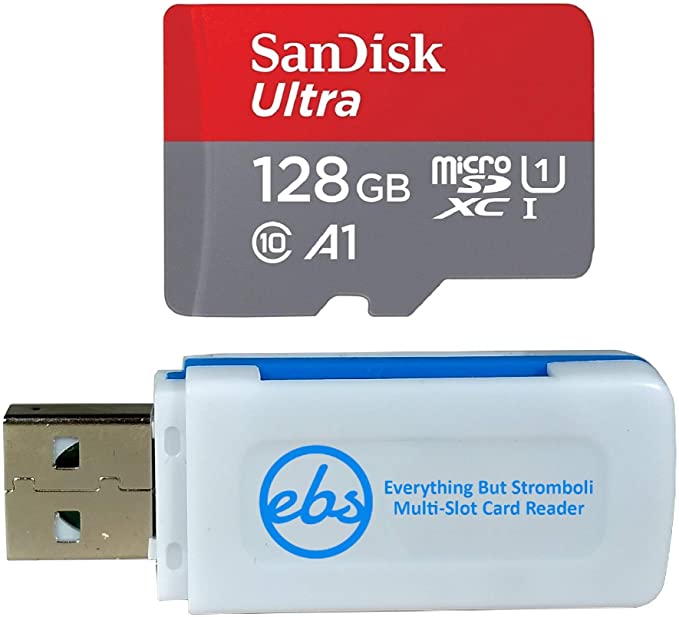 SanDisk 128GB SDXC Micro Ultra Memory Card Bundle Works with Samsung Galaxy S10, S10 , S10e Phone Class 10 (SDSQUAR-128G-GN6MN) Plus (1) Everything But Stromboli (TM) Combo Card Reader