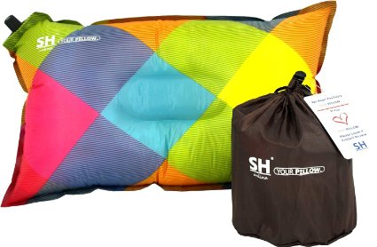 YOUR Pillow by SHO - Ultimate Self Inflating Camping Pillow Travel Pillow Air Pillow Inflatable Pillow and Festival Pillow - Lifetime Guarantee