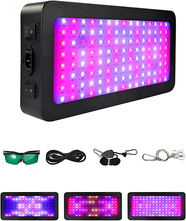 1200W LED Plant Lights,MOWASS Full Spectrum Grow Light Dual-Chip with Veg and Bloom Button for Greenhouse Hydroponic Plants