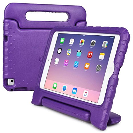 iPad Mini 4 kids case, COOPER DYNAMO Rugged Heavy Duty Children’s Boys Girls Tough Rubber Drop Proof Protective Carry Case Cover   Handle, Stand & Screen Protector for Apple iPad Mini 4 Purple