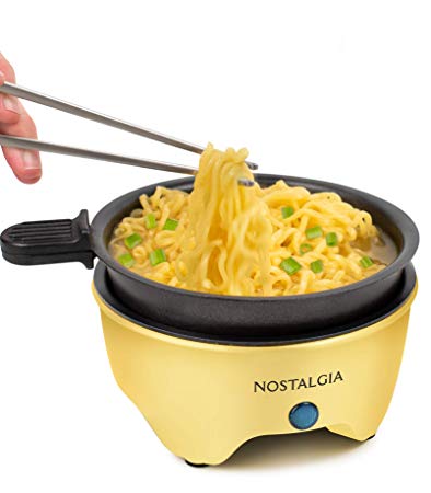 Nostalgia MSK5YW MyMini Personal Electric Skillet & Rapid Noodle Maker Perfect For Ramen, Pasta, Mac & Cheese, Stir Fry, Soups, Omelets, Hard-Boiled Eggs, Pancakes-Yellow