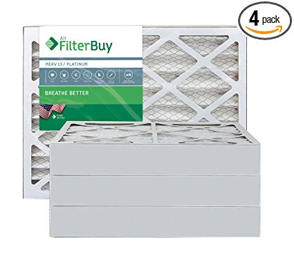 FilterBuy 18x18x4 MERV 13 Pleated AC Furnace Air Filter, (Pack of 4 Filters), 18x18x4 – Platinum